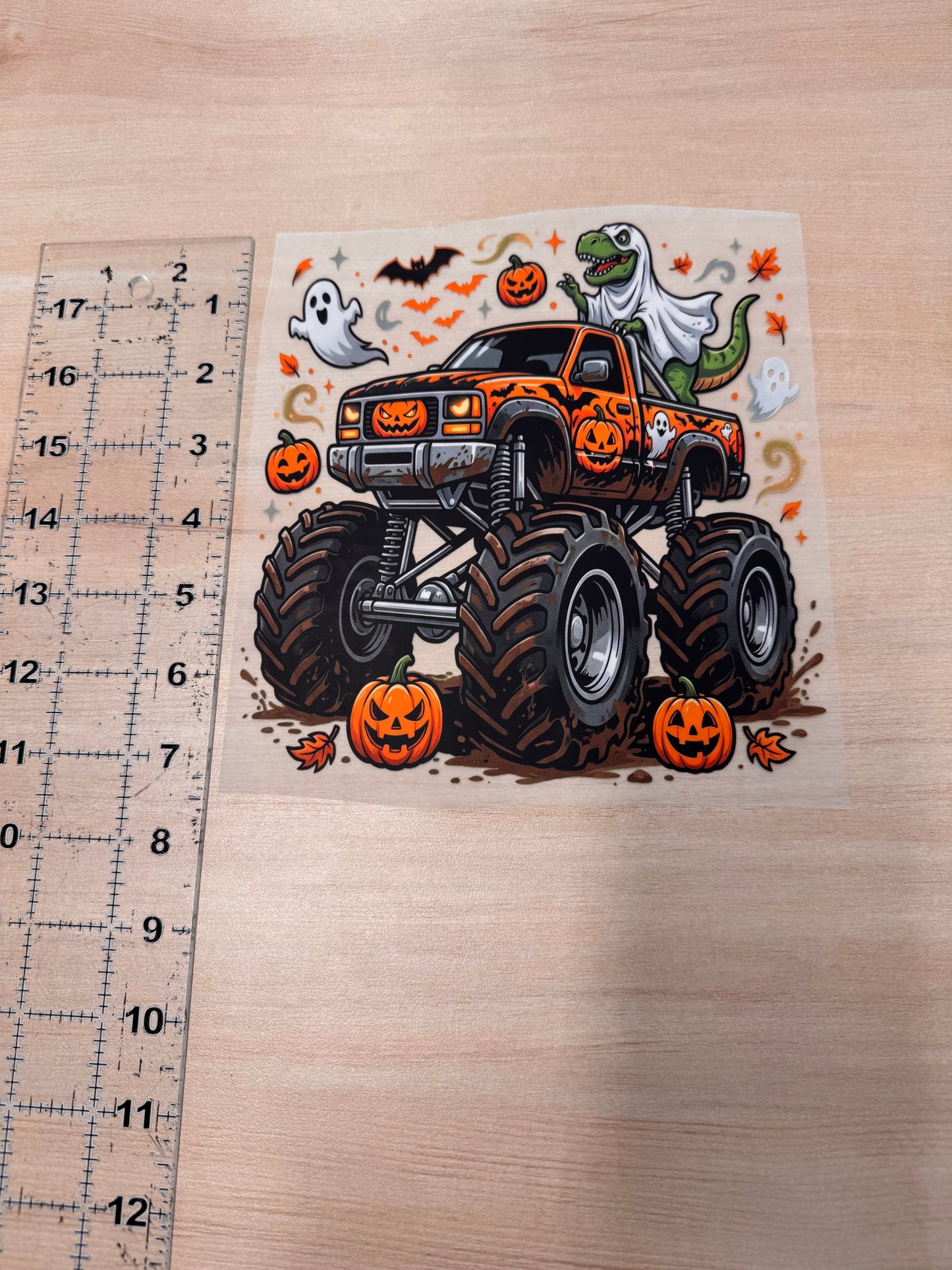 Halloween Dino Truck- DTF Prints- READY TO PRESS