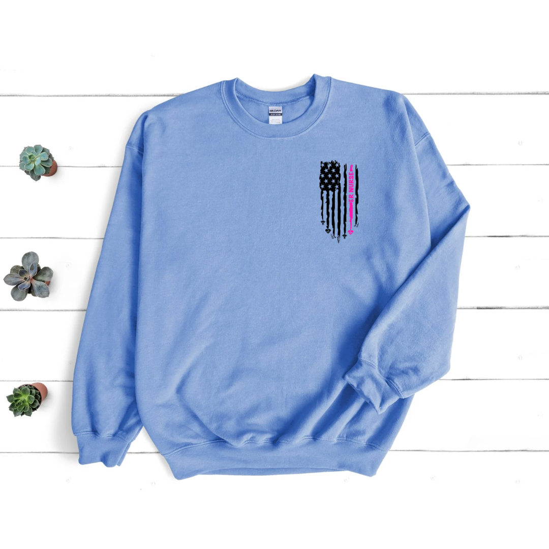 ER NURSE FLAG Crewneck Sweatshirt