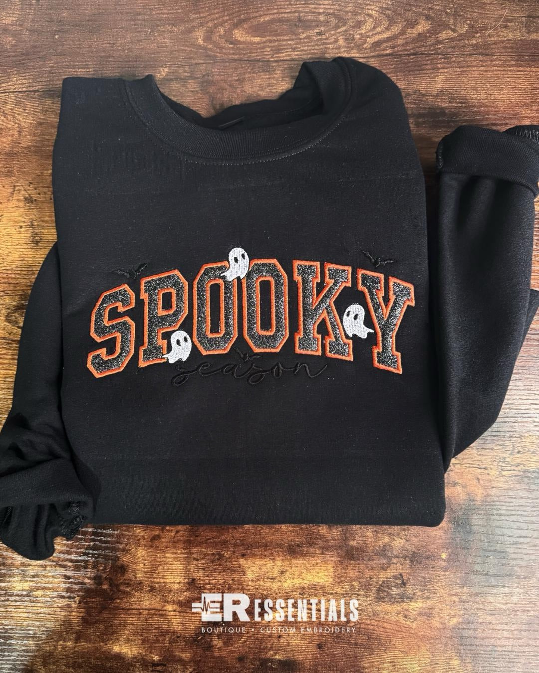 Spooky Season Embroidered Glitter Crewneck