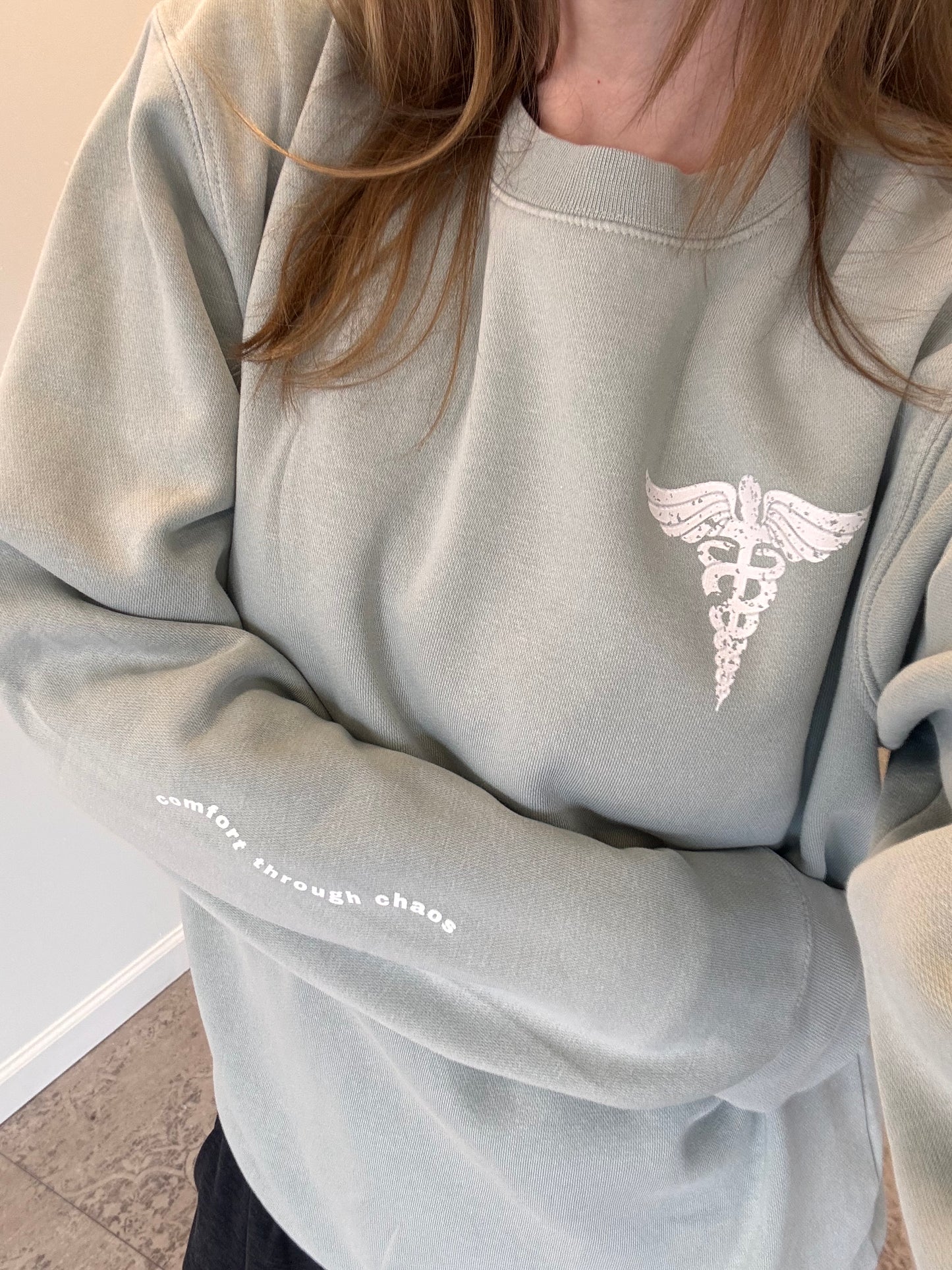 Comfort Through Chaos Sage Crewneck Sweatshirt