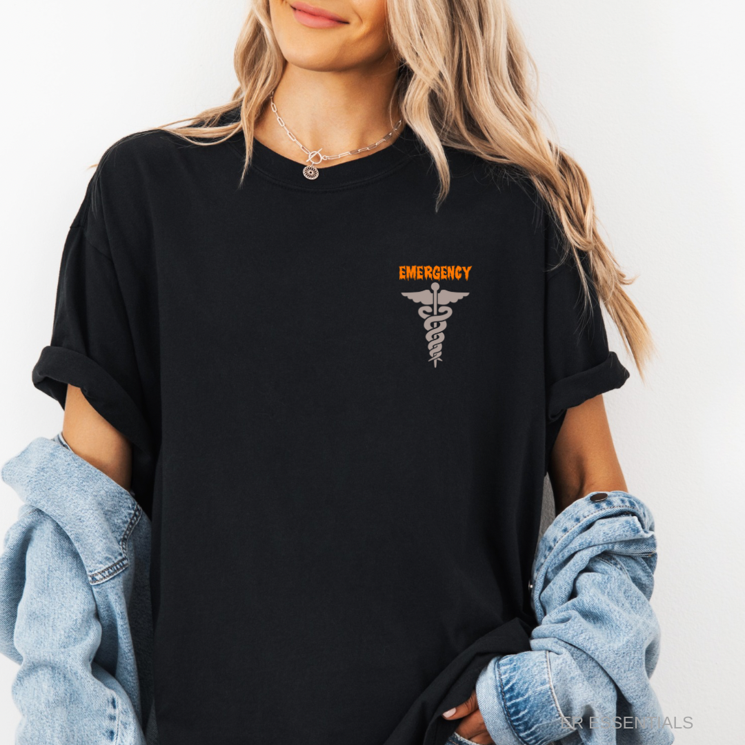 HALLOWEEN EMERGENCY WITH CADUCEUS- SHORT SLEEVE T-SHIRT (comfort colors)