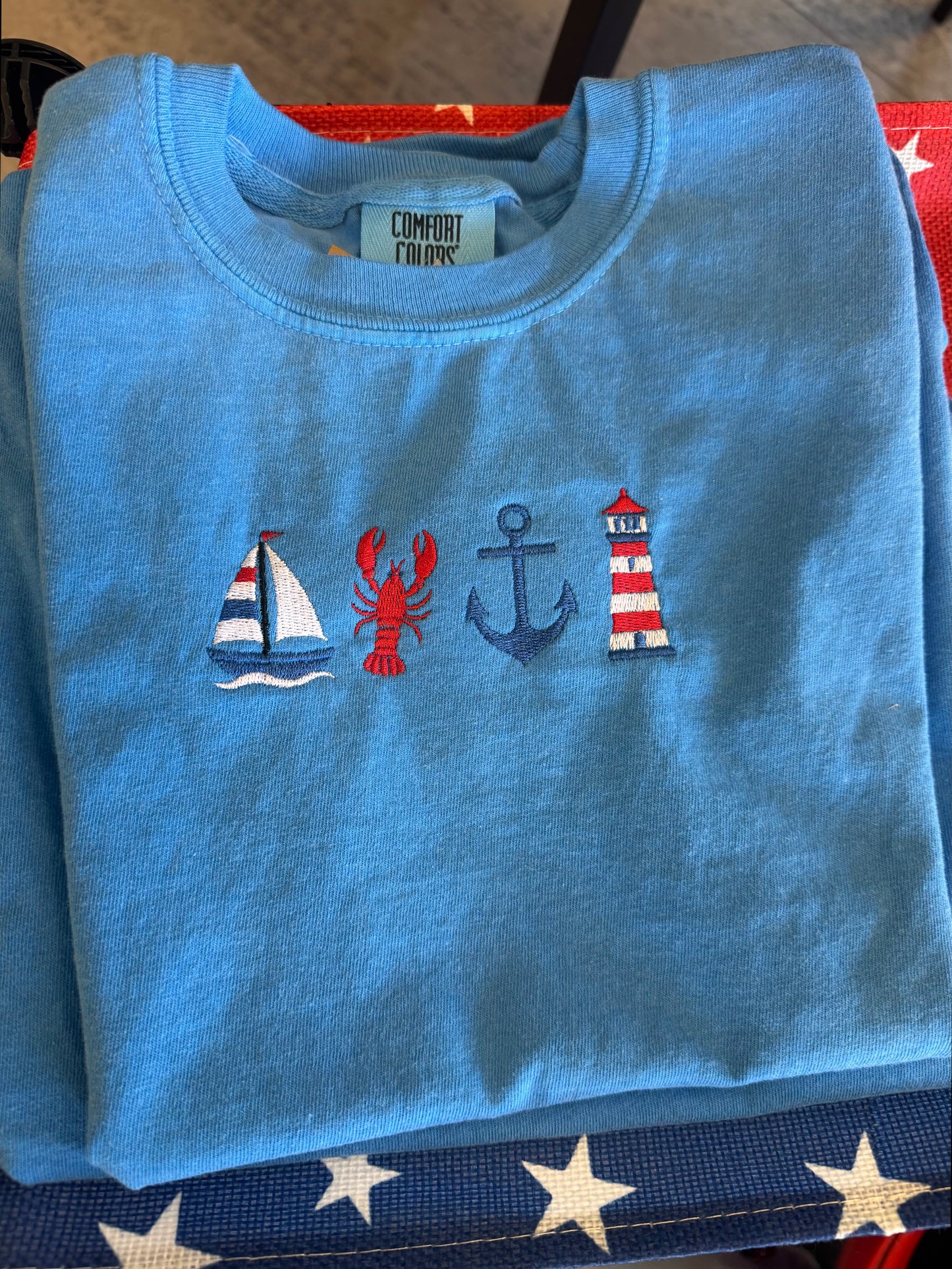Blue Embroidered Nautical T-Shirt, Kids