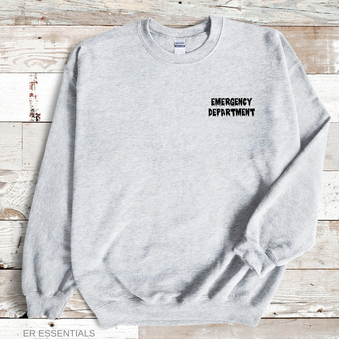 HALLOWEEN EMERGENCY DEPARTMENT CREWNECK SWEATSHIRT (Gildan)