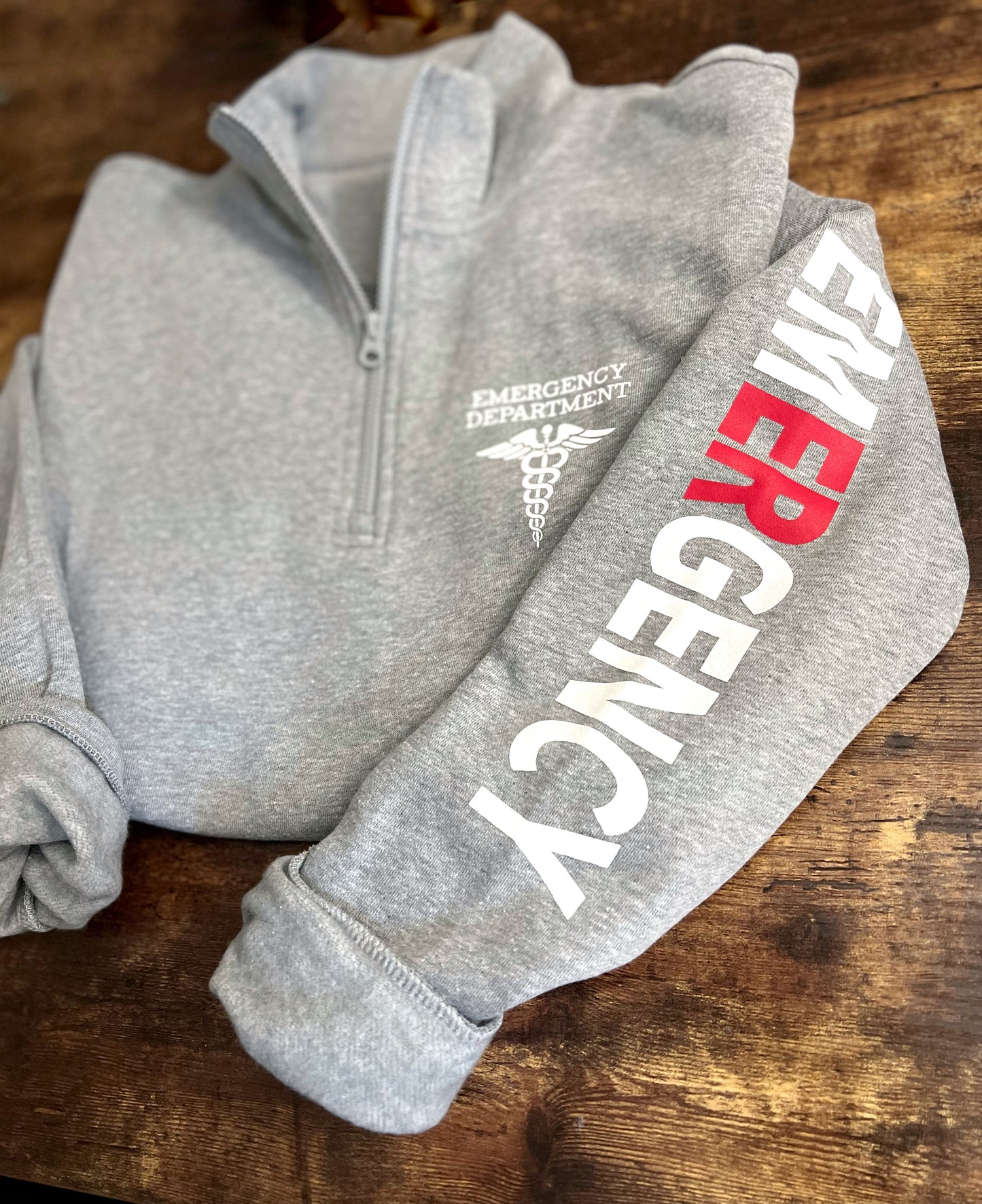 Emergency Department Quarter Zip Sweatshirt- Two Toned Emergency Sleeve (NL)