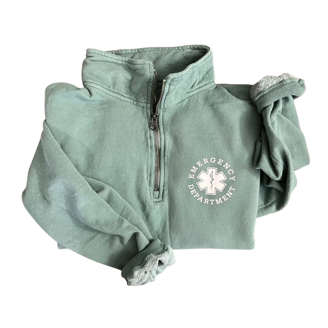 EMERGENCY DEPARTMENT (WHITE) Quarter Zip Sweatshirt (comfortwash)