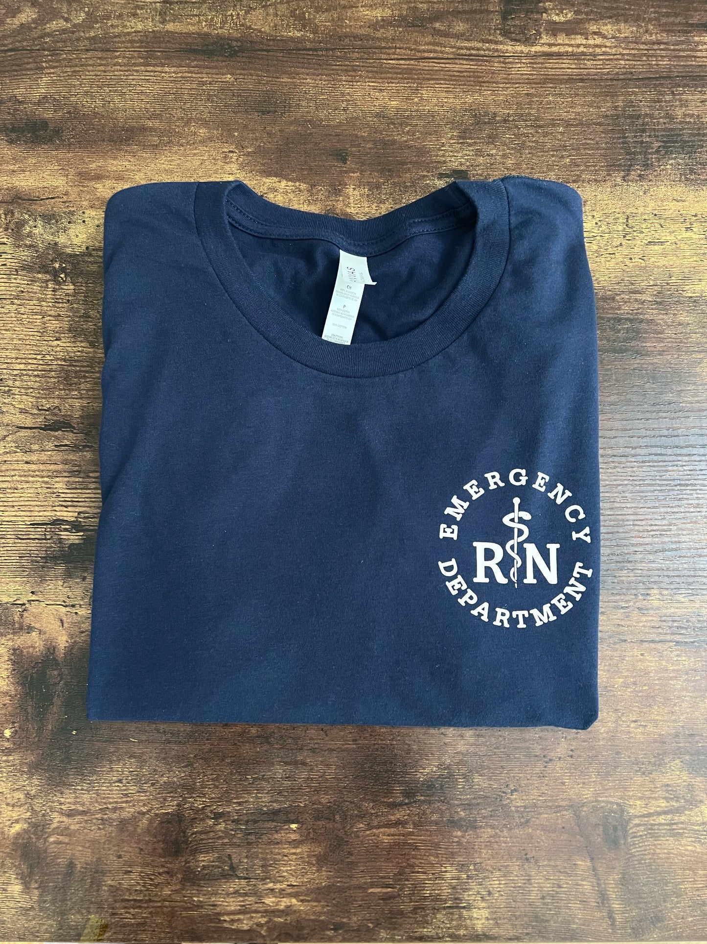 Emergency Department (circle image) with RN, Rod of Asclepius- Short Sleeve T-Shirt