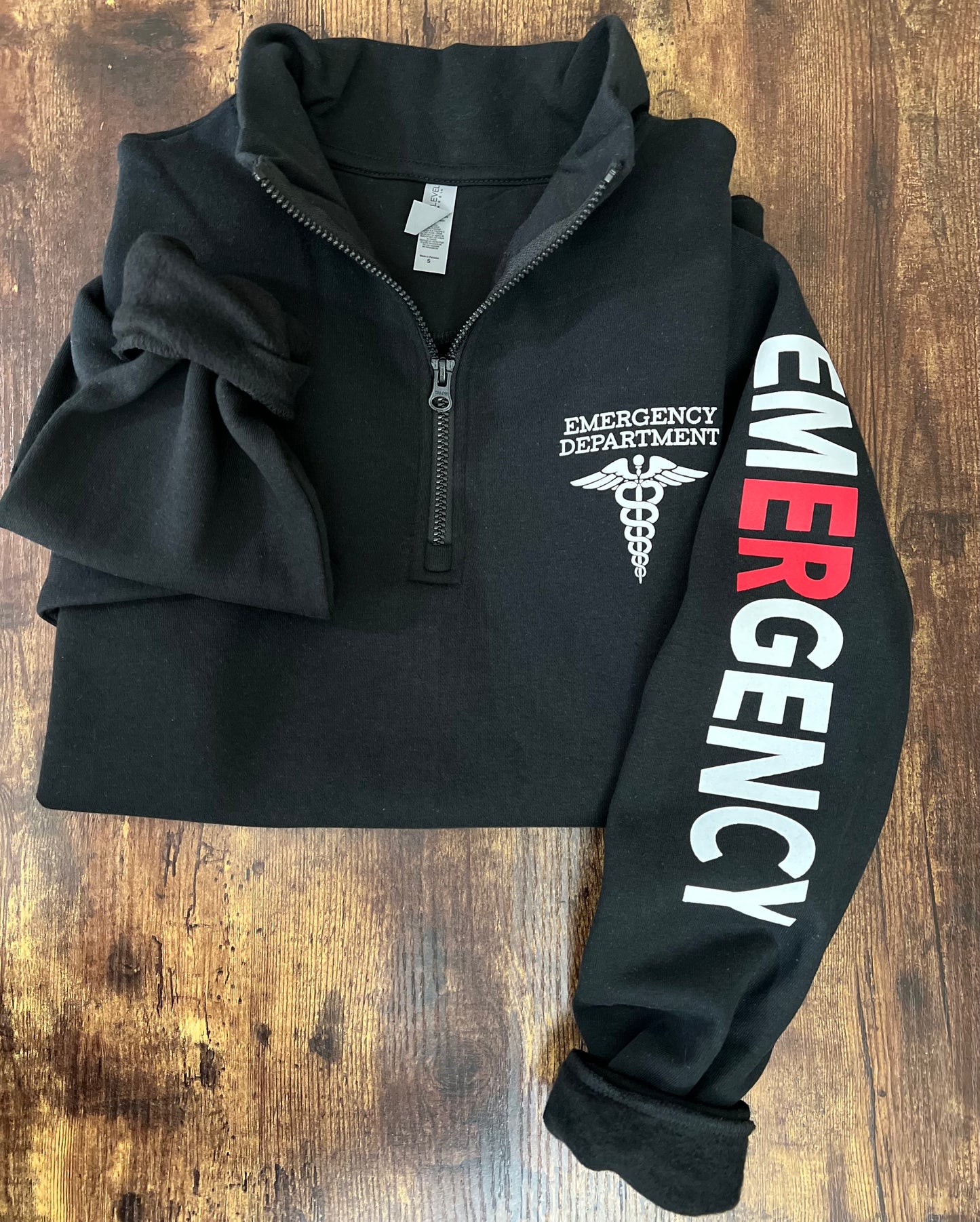 Emergency Department Quarter Zip Sweatshirt- Two Toned Emergency Sleeve (NL)