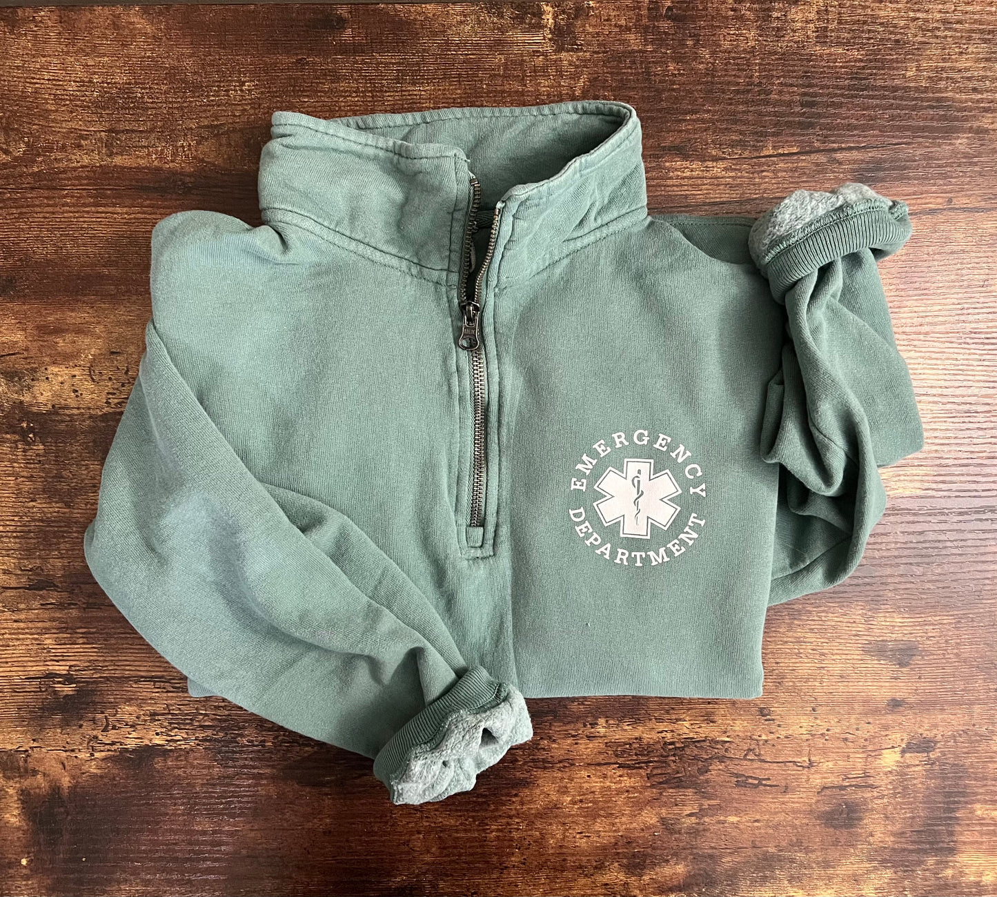 EMERGENCY DEPARTMENT (WHITE) Quarter Zip Sweatshirt (comfortwash)