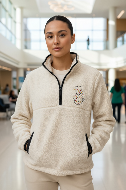 Sherpa Quarter Zip- Embroidered Holiday Lights Stethoscope- Women’s Fit