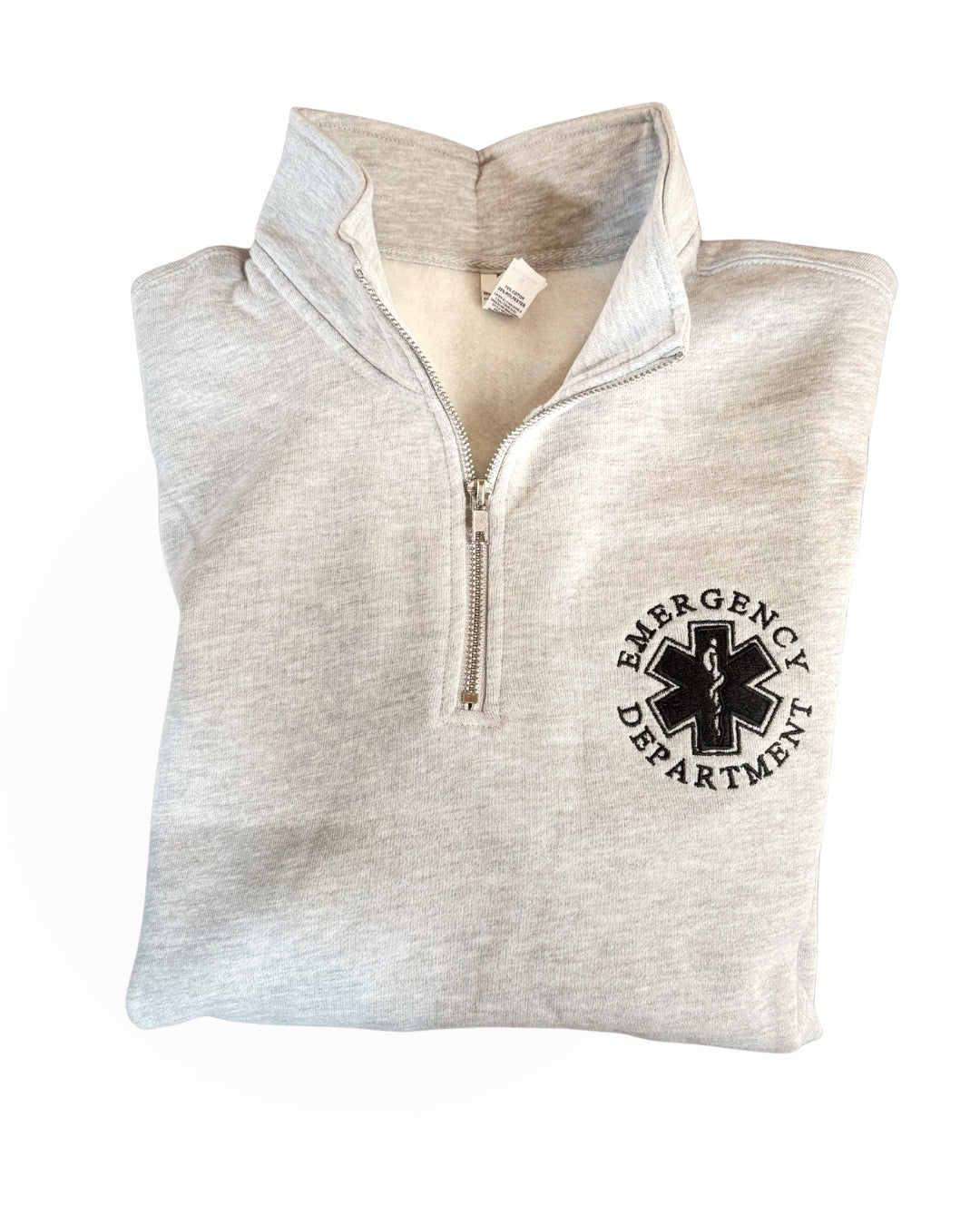 EMBROIDERED Emergency Department (black circular image) Quarter Zip Sweatshirt