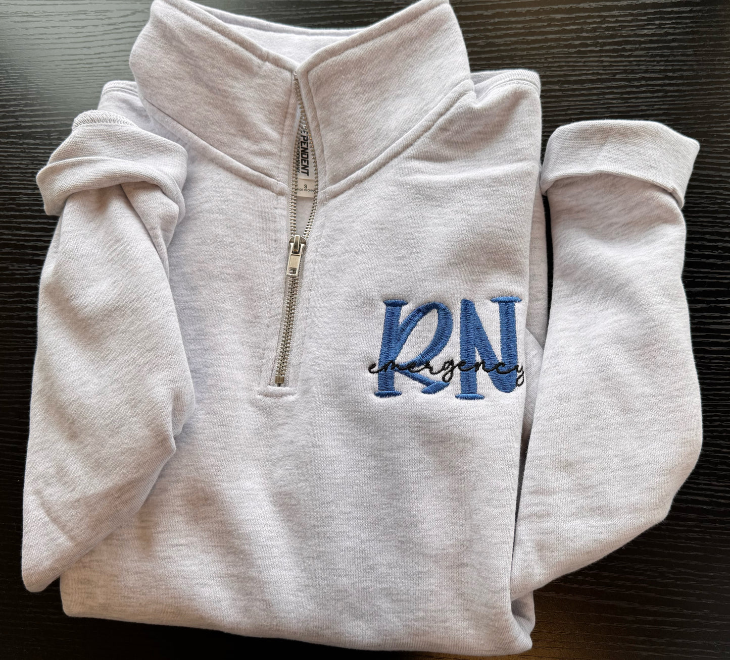 Embroidered RN Quarter Zip Sweatshirt