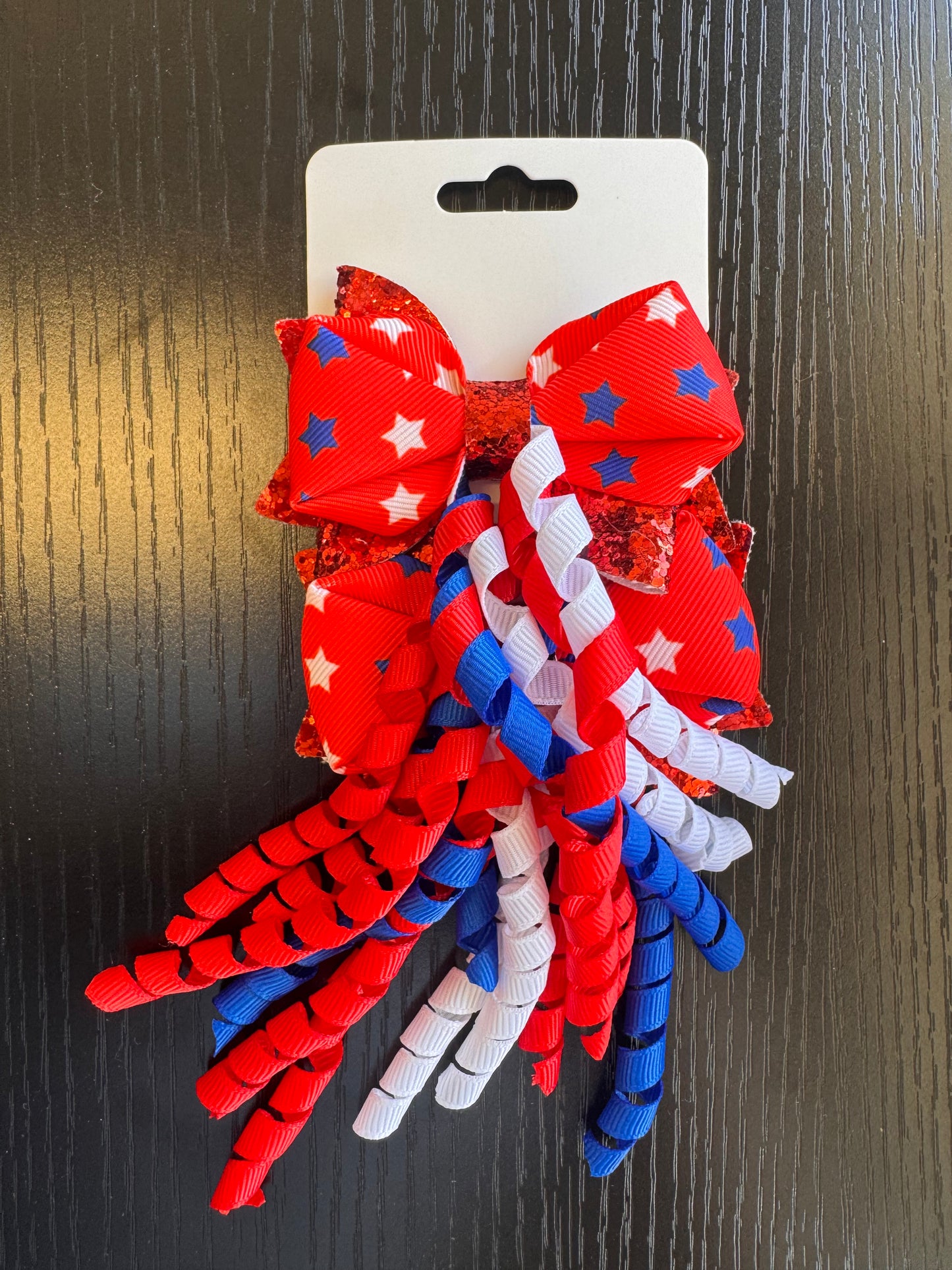 Red, White & Blue (pair of 2) Hair Clip Bows