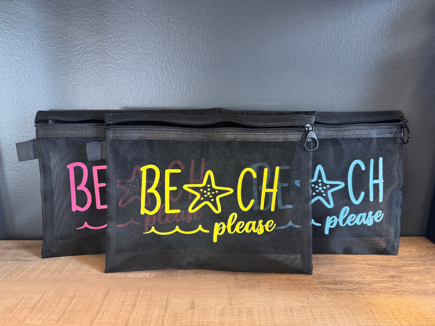 Mesh Zipper Bag- Beach Please