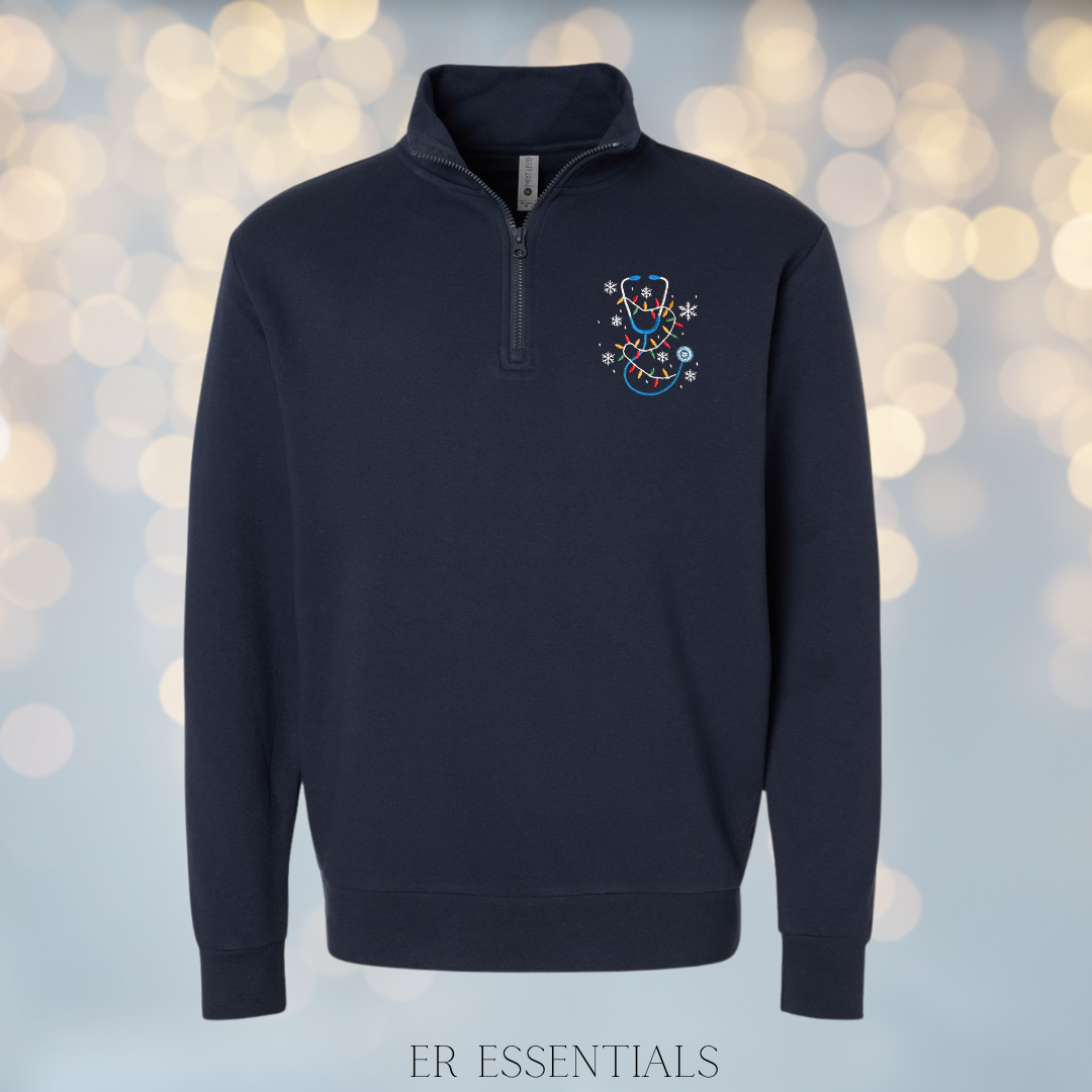 Holiday Lights Stethoscope Quarter Zip Sweatshirt