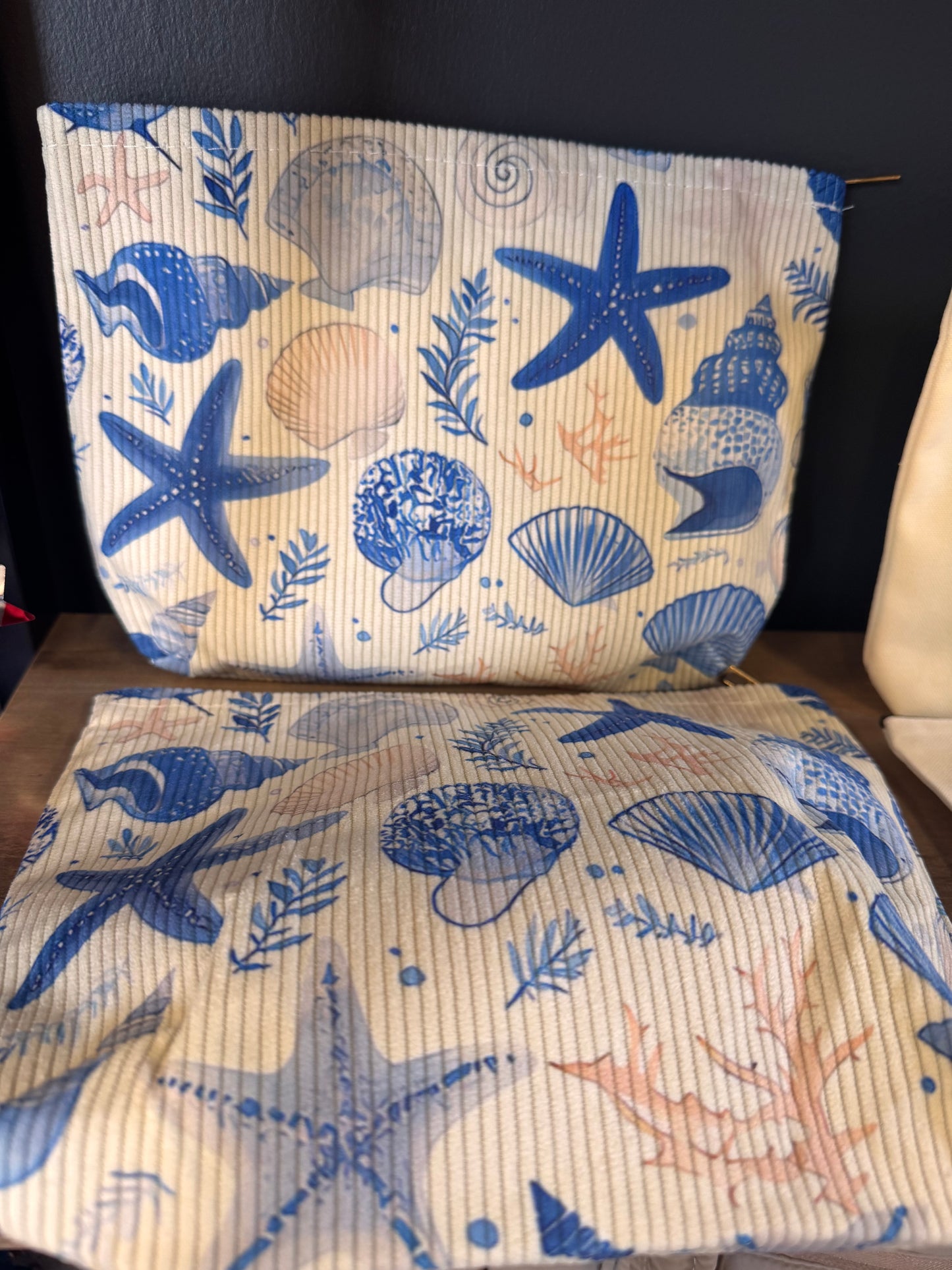 Corduroy Seashell Zipper Bag