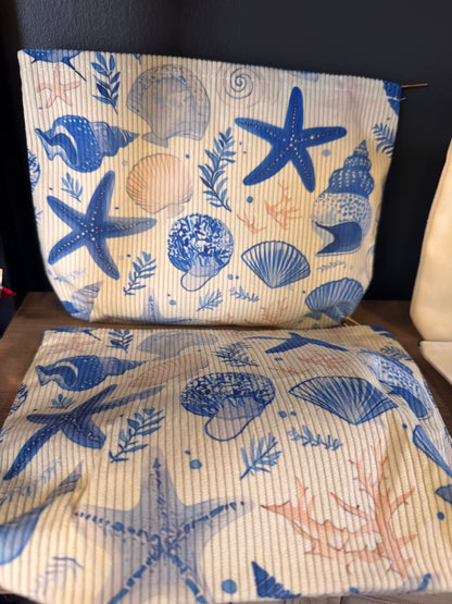 Corduroy Seashell Zipper Bag