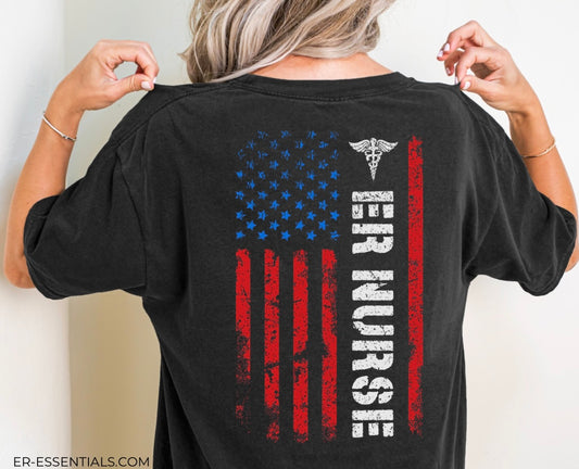 ER NURSE - AMERICAN FLAG SHORT SLEEVE T-SHIRT