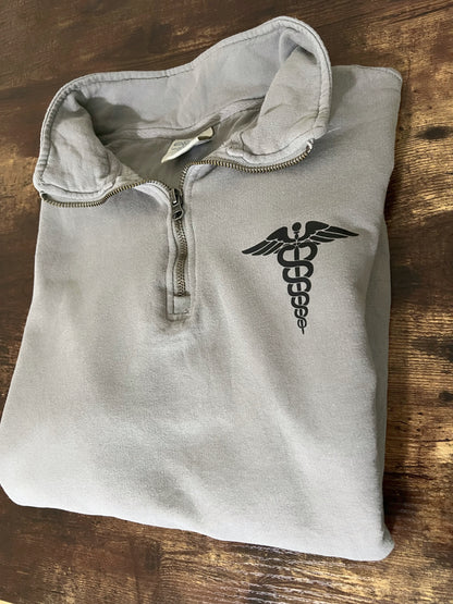 MEDICAL CADUCEUS (black) Quarter Zip Sweatshirt