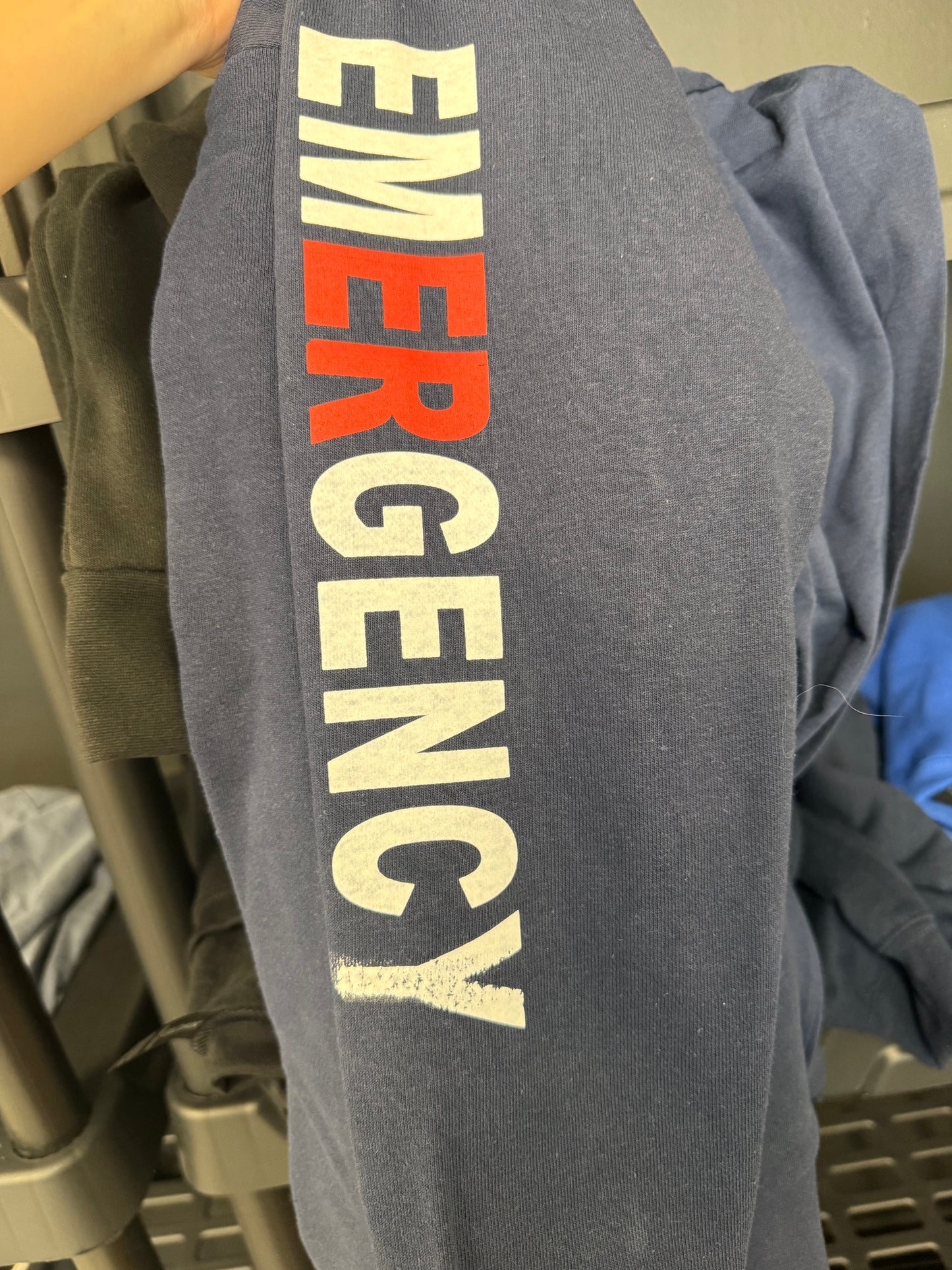 *OOPS* READY TO SHIP- NAVY, Emergency Department Quarter Zip Sweatshirt- Two Toned Emergency Sleeve