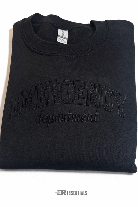 Embroidered Monochromatic Emergency Department Crewneck Sweatshirt