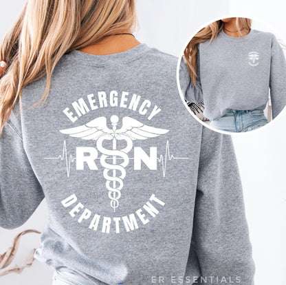 Emergency Department RN Sweatshirt, Front & Back Images