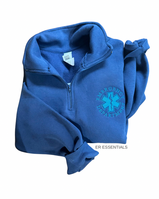 EMBROIDERED Tone on Tone Emergency Department Quarter Zip Sweatshirt