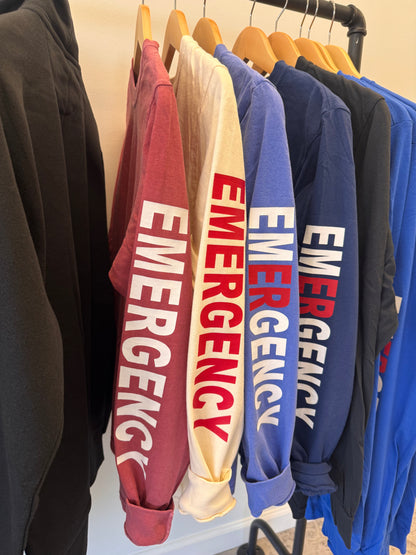 *READY TO SHIP* LONG SLEEVE EMERGENCY SHIRT, red