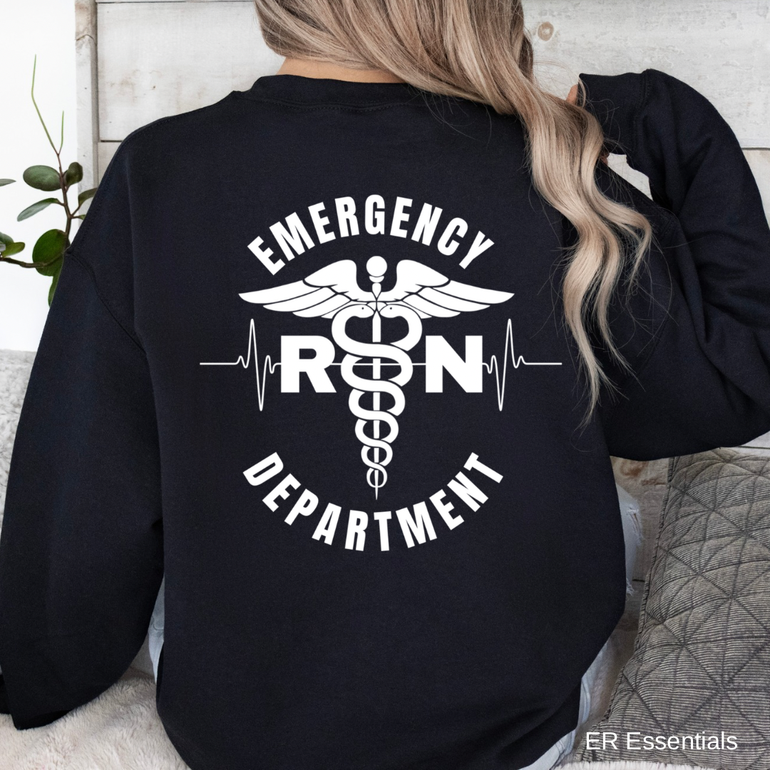 Emergency Department RN Sweatshirt, Front & Back Images