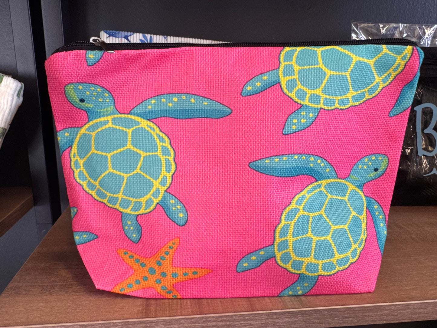 Hot Pink Sea Turtles Canvas Zipper Bag
