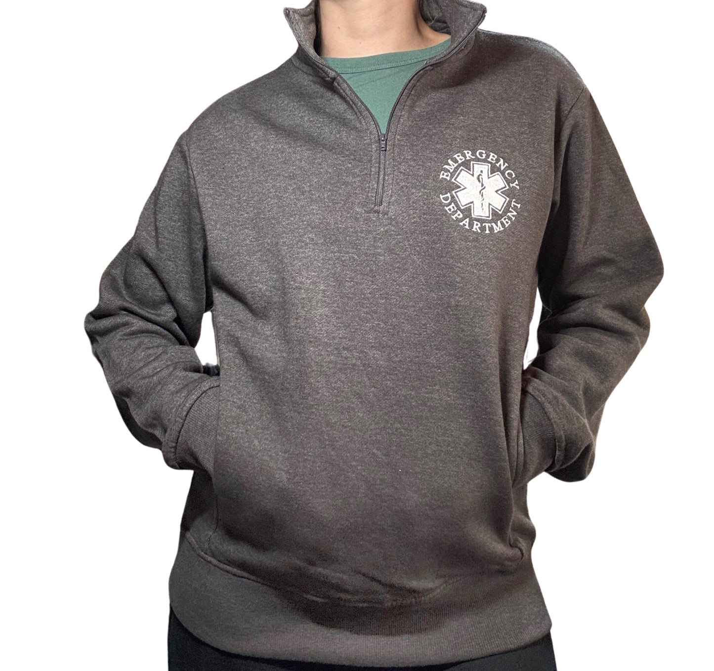 EMBROIDERED Emergency Department *NEW* Pocket Quarter Zip Sweatshirt