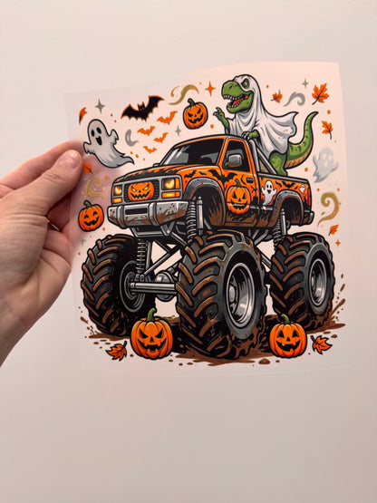 Halloween Dino Truck- DTF Prints- READY TO PRESS