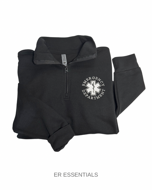 EMBROIDERED Emergency Department (circular image) Quarter Zip Sweatshirt