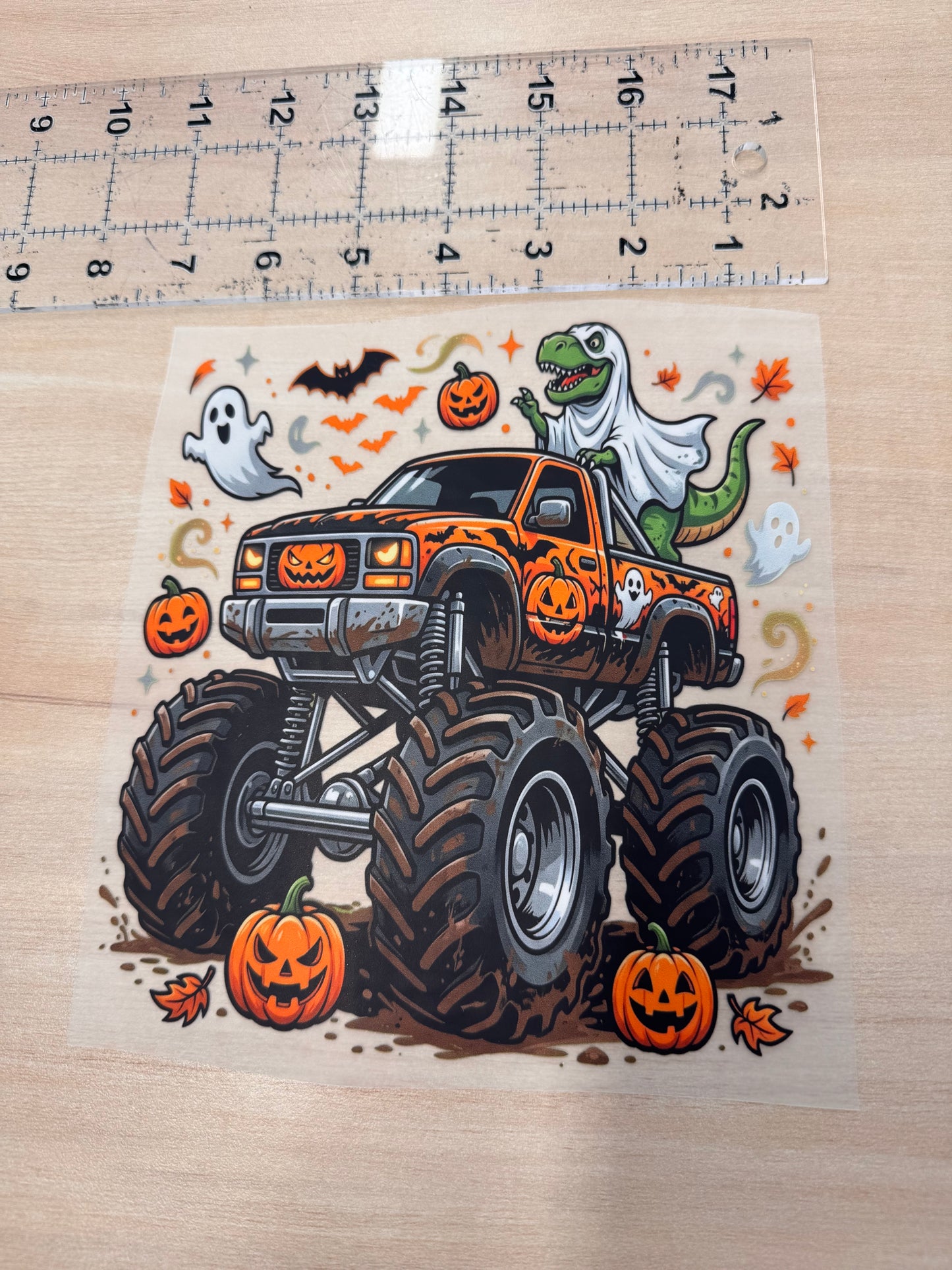 Halloween Dino Truck- DTF Prints- READY TO PRESS
