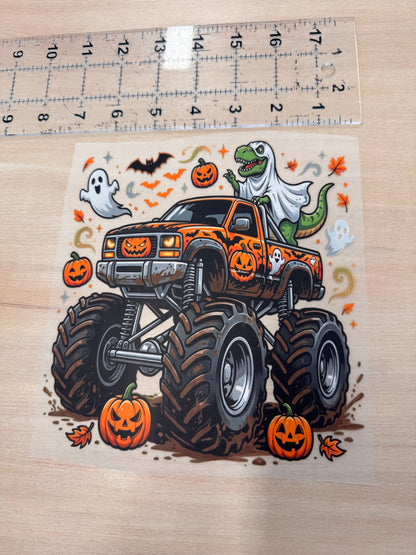 Halloween Dino Truck- DTF Prints- READY TO PRESS