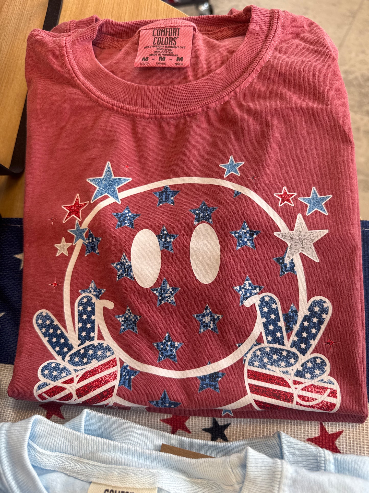 KIDS- Patriotic Smiley Tee- Red