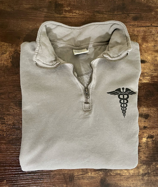 MEDICAL CADUCEUS (black) Quarter Zip Sweatshirt