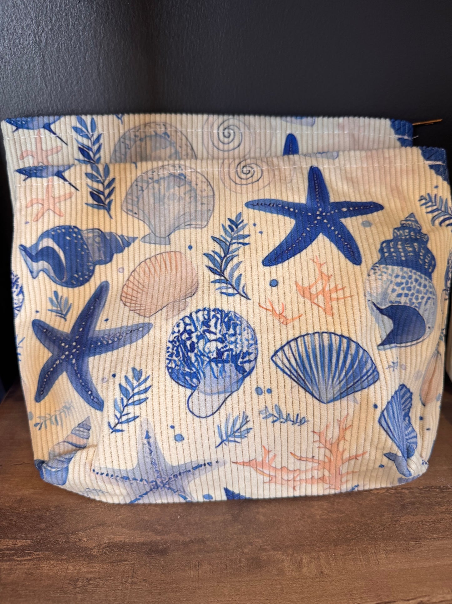 Corduroy Seashell Zipper Bag
