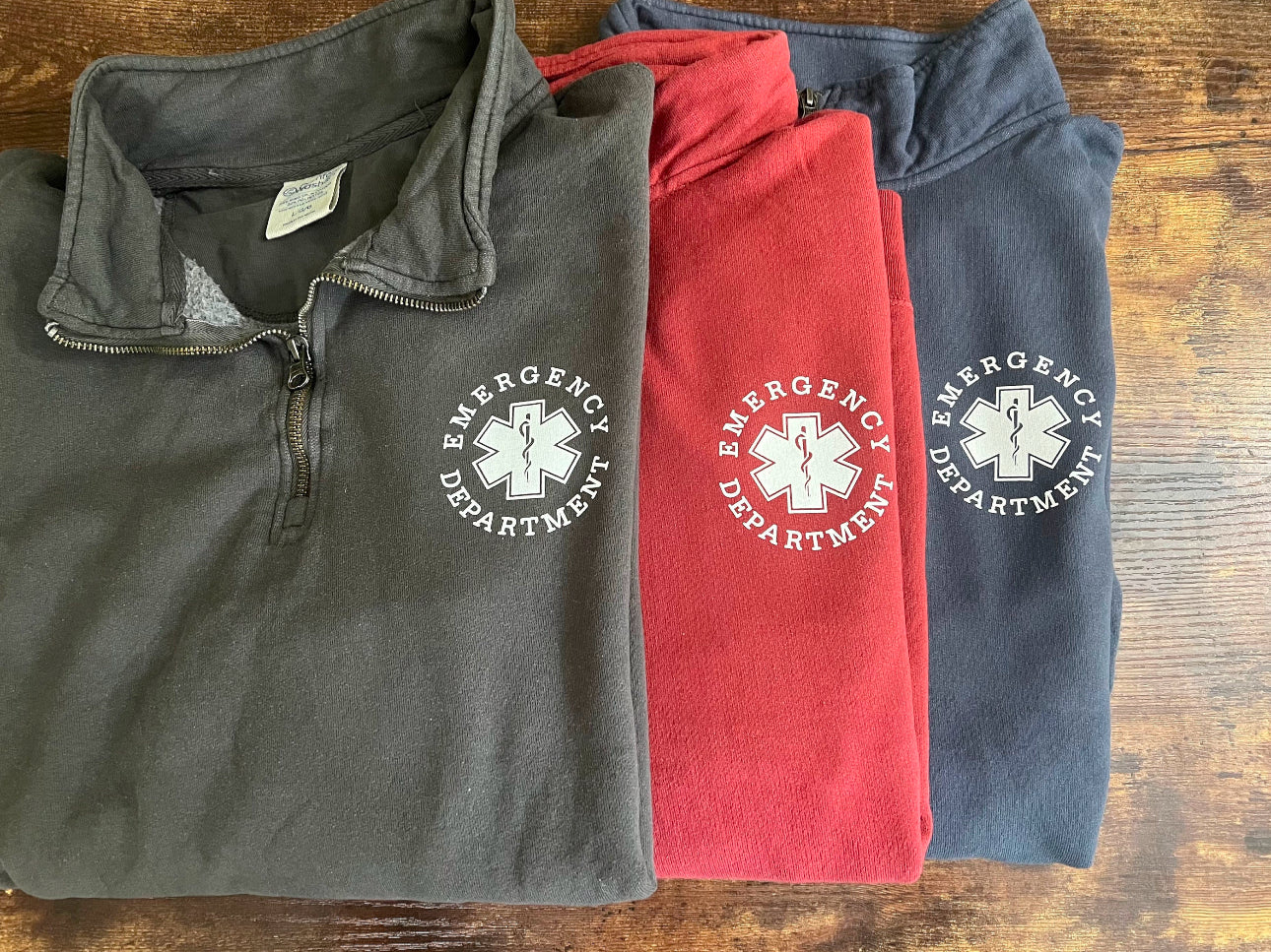 *OOPS* SALE- READY TO SHIP- EMERGENCY DEPARTMENT Quarter Zip Sweatshirt (small, new railroad grey)