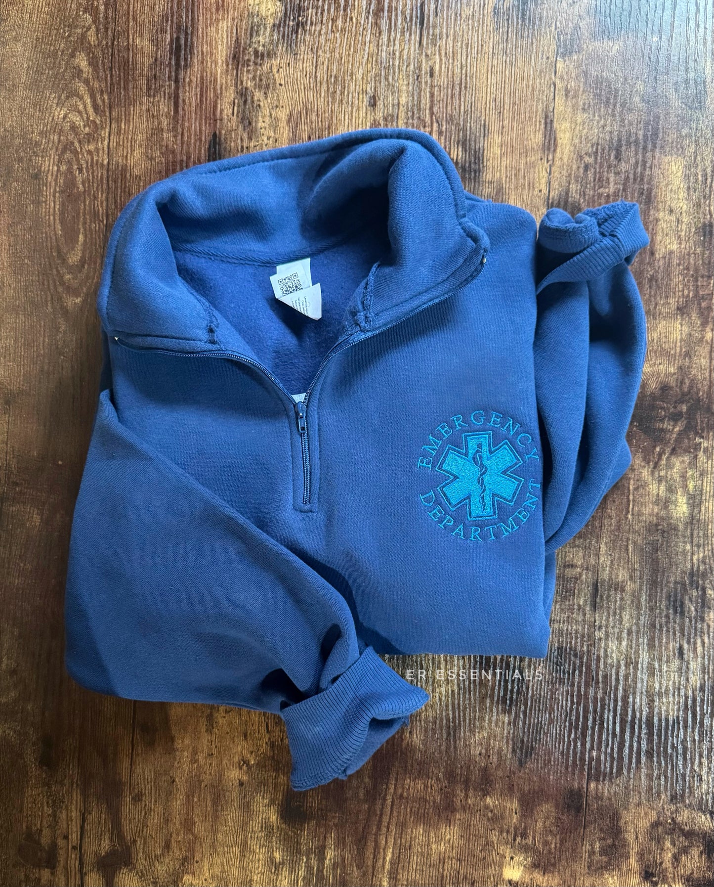 EMBROIDERED Tone on Tone Emergency Department Quarter Zip Sweatshirt