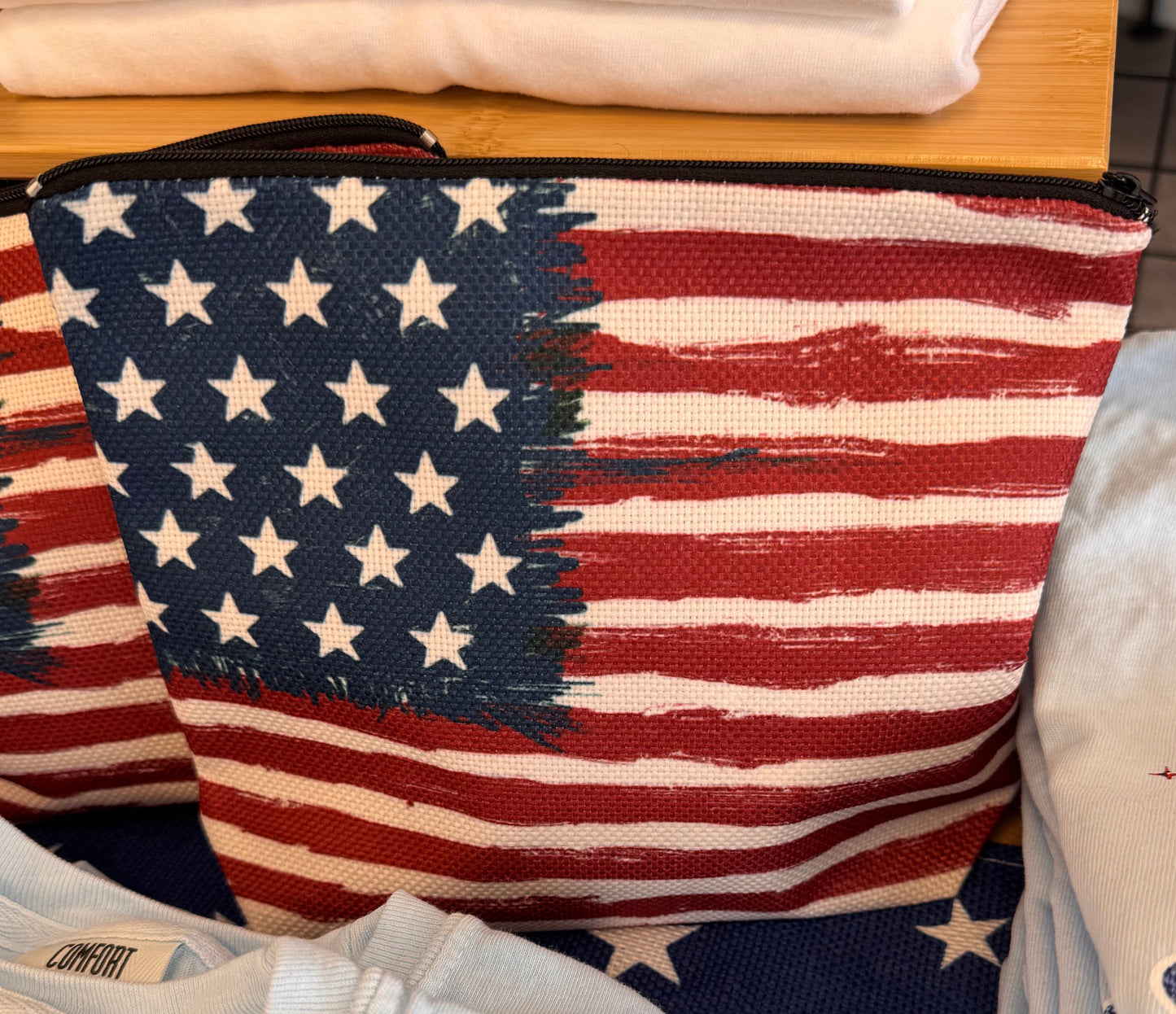 American Flag Canvas Zipper Bag