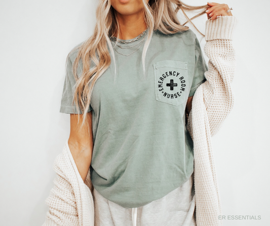 EMERGENCY ROOM NURSE POCKET SHORT SLEEVE T-SHIRT