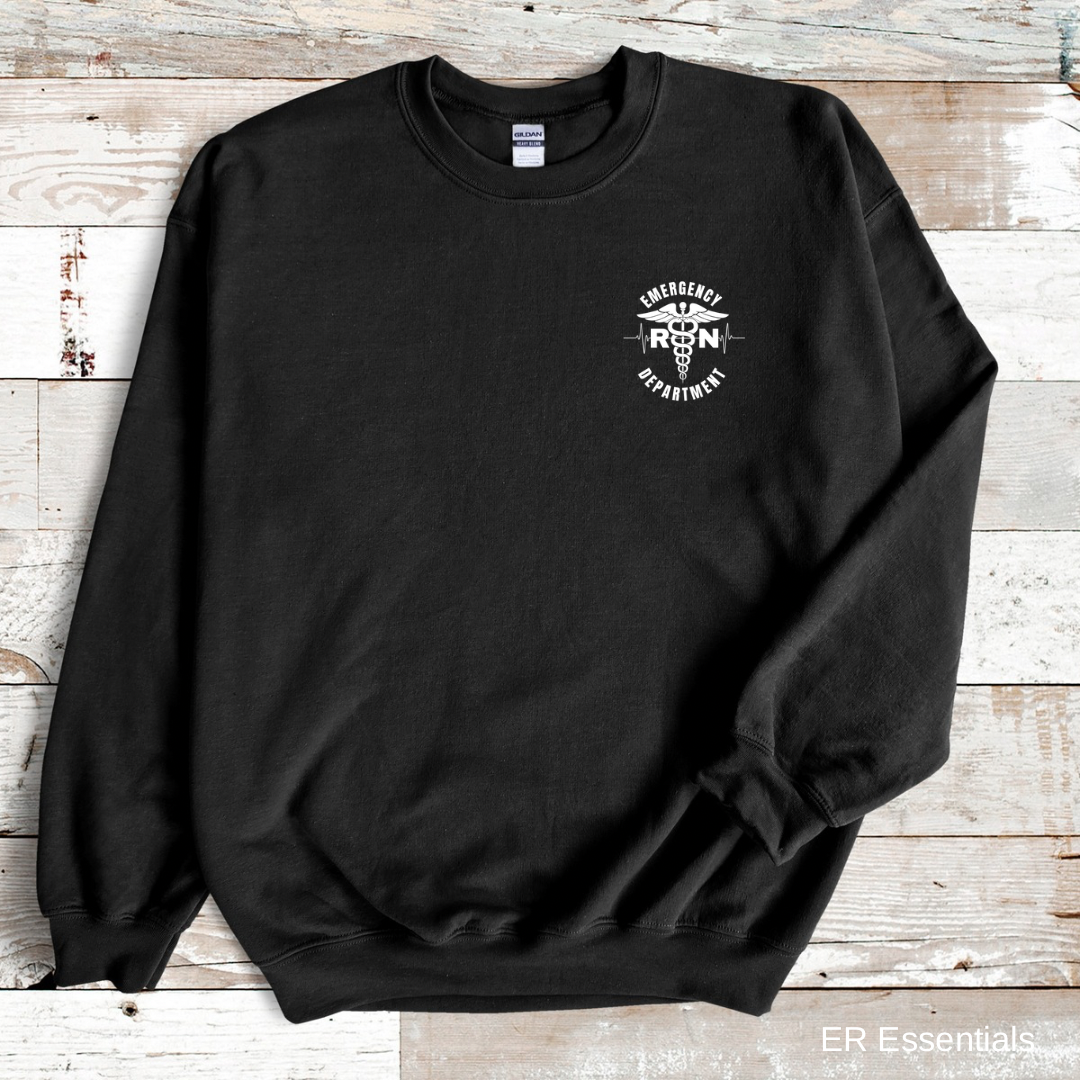 Emergency Department RN Sweatshirt, Front & Back Images