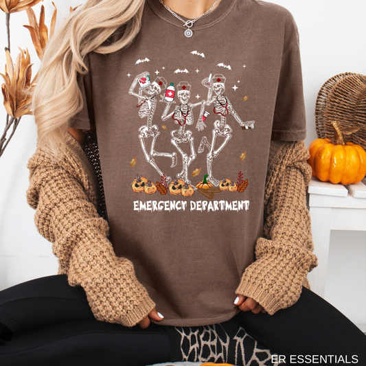 DANCING SKELETONS Emergency Department- SHORT SLEEVE T-SHIRT (comfort colors)