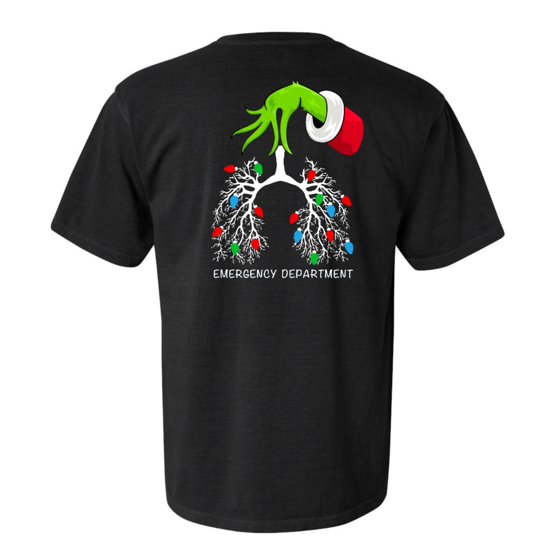 GRINCH PULMONARY ED CHRISTMAS SHORT SLEEVE (COMFORT COLORS) large back image