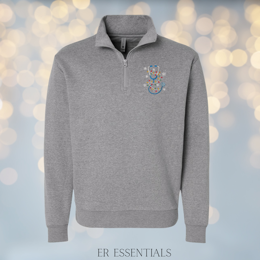 Holiday Lights Stethoscope Quarter Zip Sweatshirt