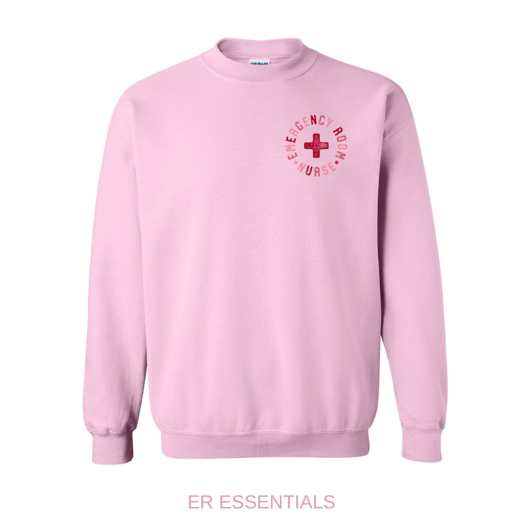 Emergency Nurse Crewneck Sweatshirt (pink image) Gildan