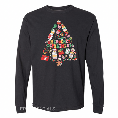 Emergency Department Christmas Tree LONG SLEEVE (comfort colors)