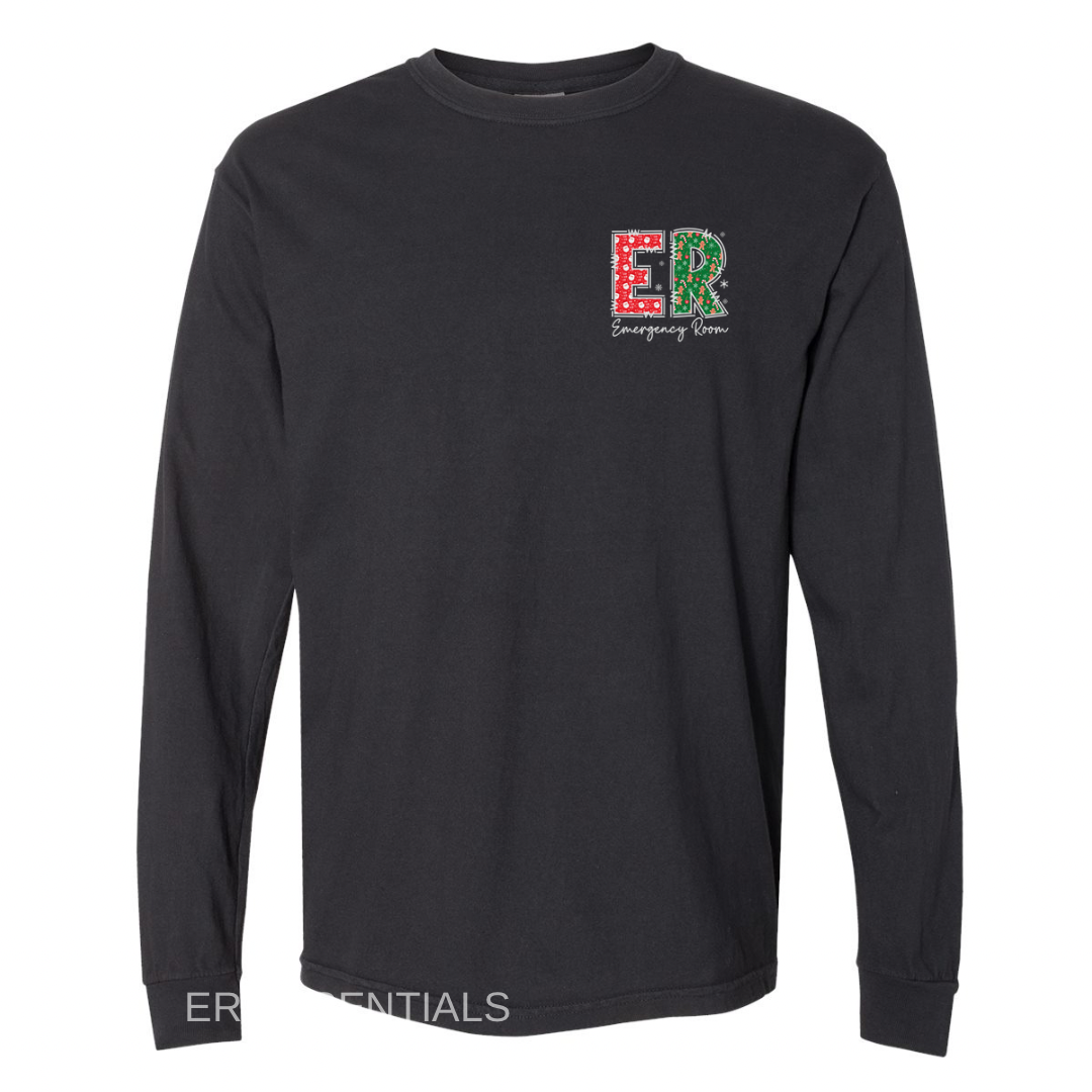 Emergency Department Christmas LONG SLEEVE (comfort colors) front image only