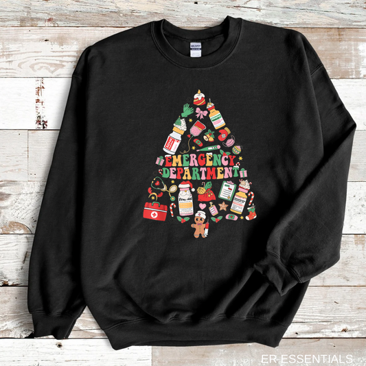 Christmas Tree Emergency Department Crewneck Sweatshirt