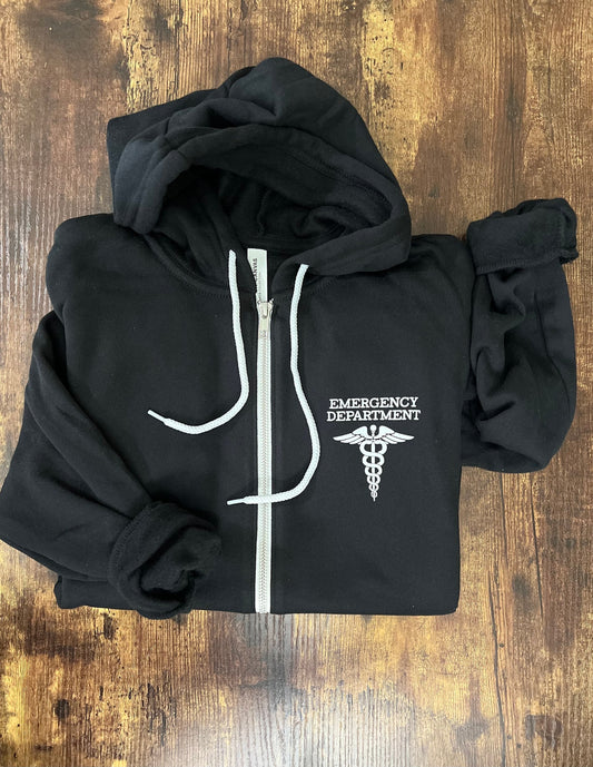 *READY TO SHIP* Emergency Department Full Zip Hooded Sweatshirt